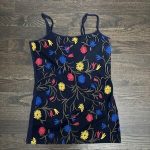 Ann Taylor Factory Navy Floral Embroidered Camisole